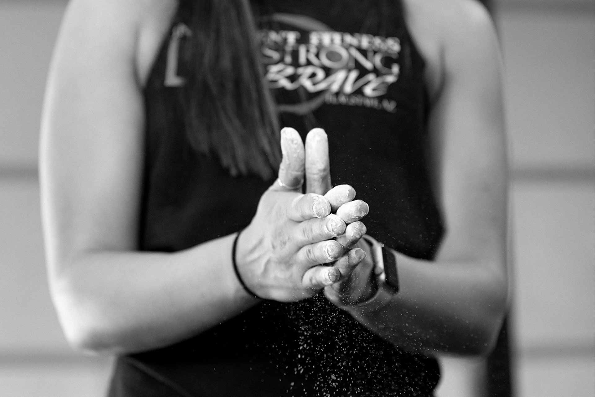 hands with chalk
