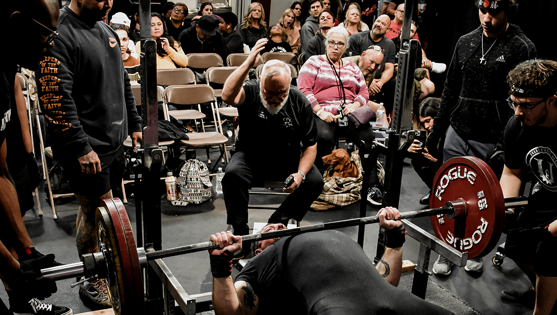 Will he get it up? Benching Lumberjack open